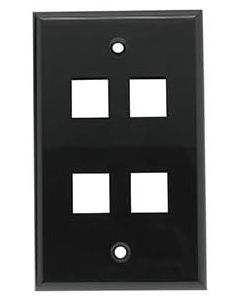 InstallerParts 4Port Keystone Wallplate Black Smooth Face