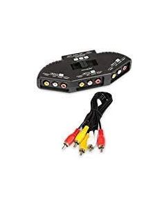 CableVantage 3-Way Audio/Video RCA Switch Selector/Splitter Box & AV Patch Cable for Connecting 3 RCA Output Devices to Your TV Xbox Xbox360 Ps3 Ps4 with Av Cable