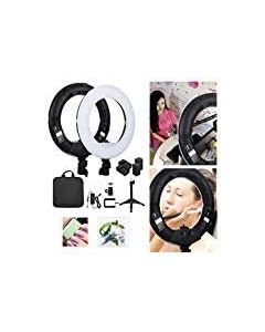 Yidoblo 12'' Dimmable Bi-Color LED Light Ring FS-390II Kit with Mini Table Stand, Batteries, Chargers, Carrying Bag, Photo Holder for Portrait Selfie YouTube Photo Video Studio Photography Lighting