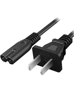 AC 2 Prong C8 Power Cord 5ft Standard 2-Slot for TV PS4 PS5 Speaker Monitor Xbox Wall Power Cable Replacement Black