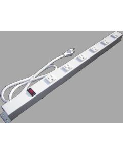 2 ft 6 Outlet Metal Power Strip, White, 2063W1