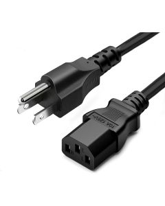 Standard 5ft (1.5m) 10 Amps 125 Volts Black 3 Prong AC Power Cord Cable for Electronics, TV, Computer, Printer, Radio, Monitor, Samsung, Dell, Vizio, LG, Asus, Laptop and More