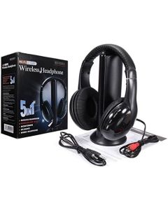 New 5 in 1 Wireless Cordless RF Headphones Headset with Mic for PC TV Radio