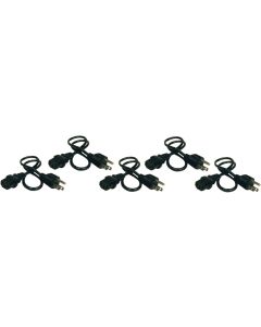 Tripp Lite Standard Computer Power Cord, 5-Pack 10A, 18AWG (NEMA 5-15P to IEC-320-C13) 2-ft.(P030-002-5),Black