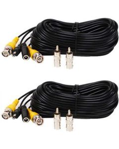 VideoSecu 2 Pack 50ft Feet Pre-Made All-in-One BNC Video and Power Extension Cable with Connectors for CCTV Security Camera CWO