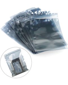 DGZZI ESD Bag 50PCS 10x15cm/4x6inch Silver Gray Premium Plastic Static-Free Resealable Zip Lock Bags for SSD HDD and Electronic Device