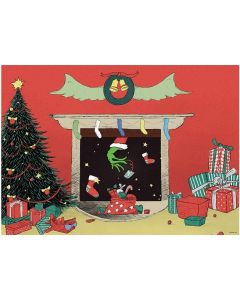 Funnytree 82" x 59" Cartoon Christmas Fireplace Photography Backdrop Stole Christmas Winter Background Santa Pine Tree Baby Shower Party Decoration Banner Supplies