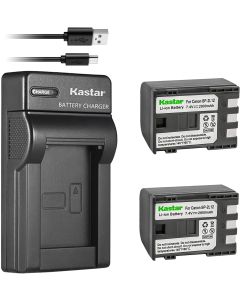 Kastar Battery (X2) & Slim USB Charger for Canon BP-2L12 BP-2L14 BP-2L15 BP-2L24H BP-2L5 NB-2L12 NB-2L14 NB-2L and DC310 DC330 Elura 60 Vixia HV20 Vixia HV30 ZR100 ZR200 ZR300 ZR500 ZR600 ZR800