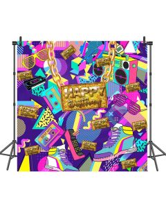 COMOPHOTO 80's 90's Themed Birthday Photography Backdrops Graffiti Rock Radio Hip Pop 80s 90s Party Banner Decoration Portrait Background