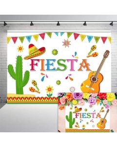 COMOPHOTO Fiesta Party Photography Background 7x5ft Mexican Fiesta Cactus Baby Kid Birthday Banner Decorations for Photo Booth Party Favors Supplies Backdrops